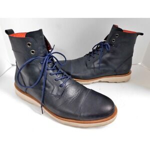 Velez Navy Blue Leather Lace Up Ankle‎ Boots sz 43